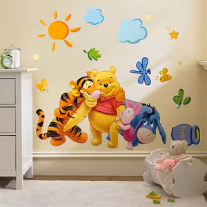 Nálepka na stenu s Winnie the Pooh a priateľmi – samolepka do detskej izby, rozprávky