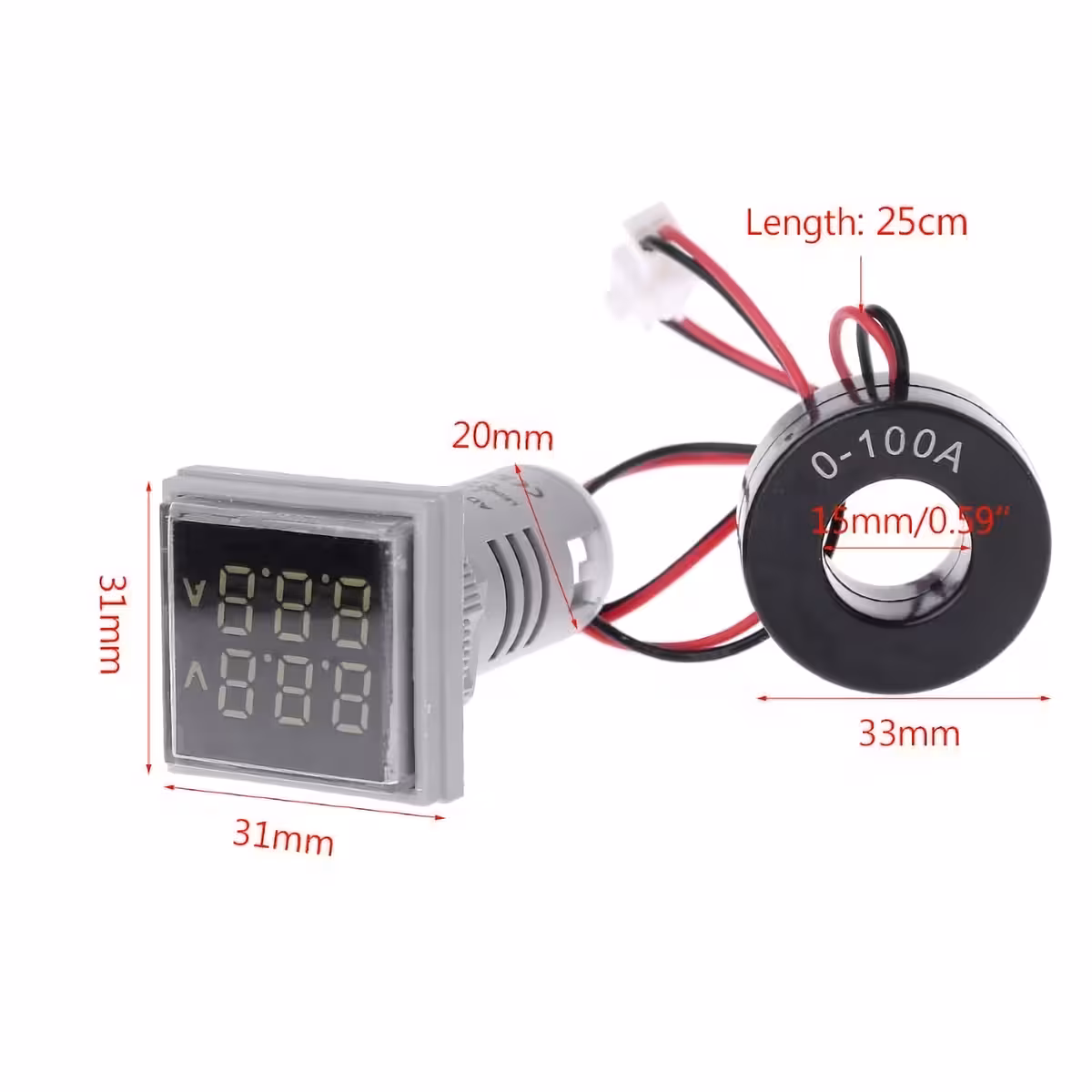 Obrázok s presnými rozmermi merača do panelu