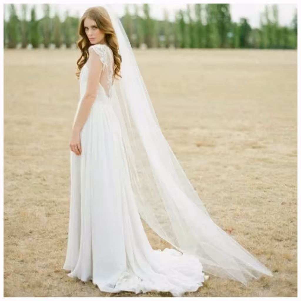 Dlhý Svadobný Závoj 2 Metre s Hrebienkom – Jednoduchý, pre Kaplnku a Katedrálu 2025