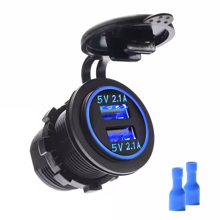 Auto Zásuvka do Zapaľovača s Dvojitým USB 12V/24V – Panelová Nabíjačka 2x 2.1A s LED a Ochrana