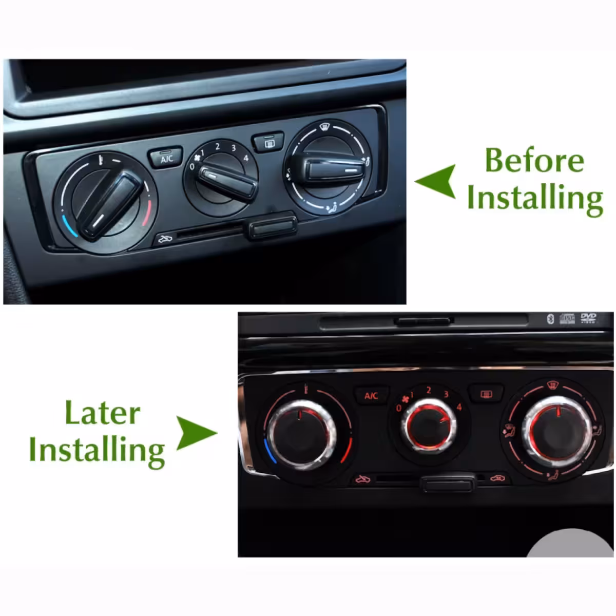 Otočné gombíky AC panelu palubnej dosky Touran prvej generácie