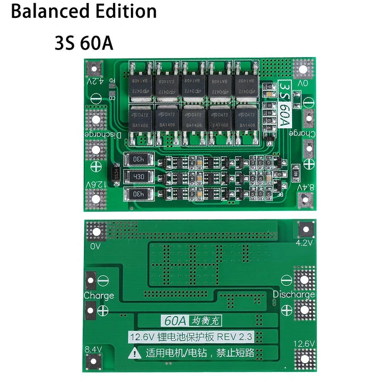 BMS s 10 MOSFET, maximálny prúd 60A, inteligentné vyrovnávanie