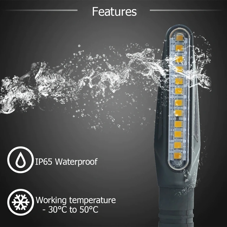 LED signalizácia s dynamickým efektom a moderným dizajnom pre motocykle