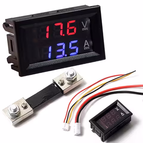 Digitálny Voltampérmeter 0–100V 100A so Šuntom – LED Panelový Displej Jednosmerný Prúd Auto