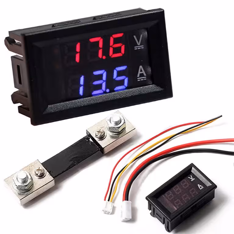 Digitálny Voltampérmeter 0–100V 100A so Šuntom – LED Panelový Displej Jednosmerný Prúd Auto