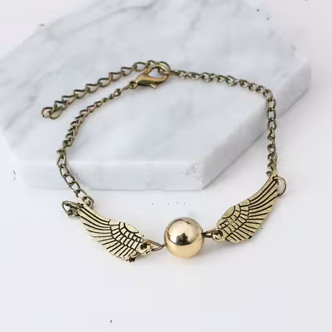 Náramok Harry Potter Golden Snitch & Deathly Hallows – zlatá/strieborná strela, magický darček pre fanúšikov