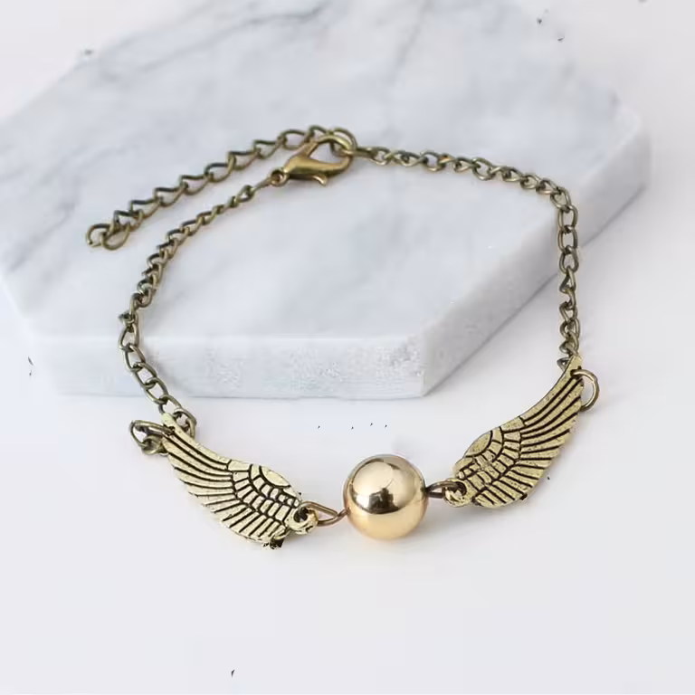 Náramok Harry Potter Golden Snitch & Deathly Hallows – zlatá/strieborná strela, magický darček pre fanúšikov