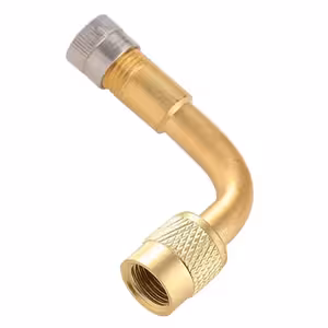 Kovový predlžovací ventil s ventilčekom – 90° nástavec pre nákladné auto, bicykel a elektrickú kolobežku