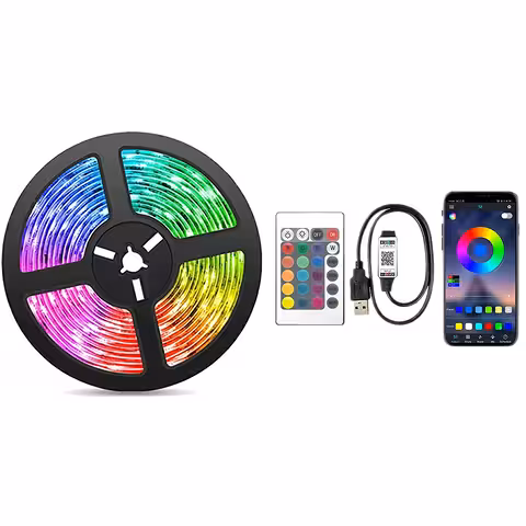 RGB LED pás 10m s USB, Bluetooth, diaľkovým ovládačom a efektmi podľa hudby na TV a dekoráciu