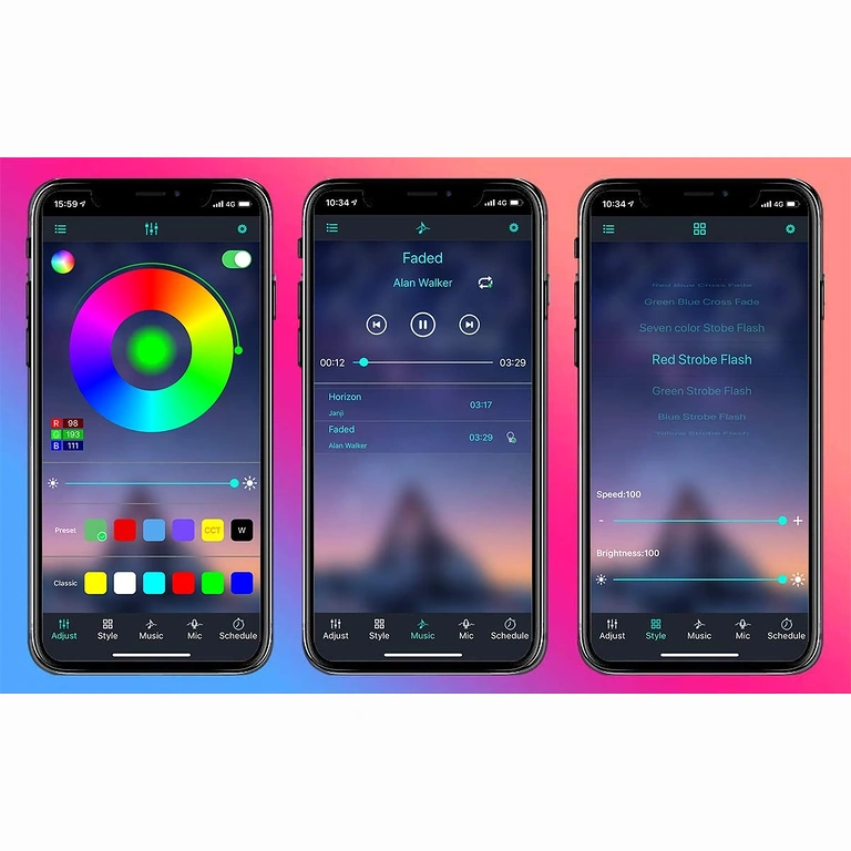 LED pás pre televízor s ambientným osvetlením, reguláciou intenzity a farieb