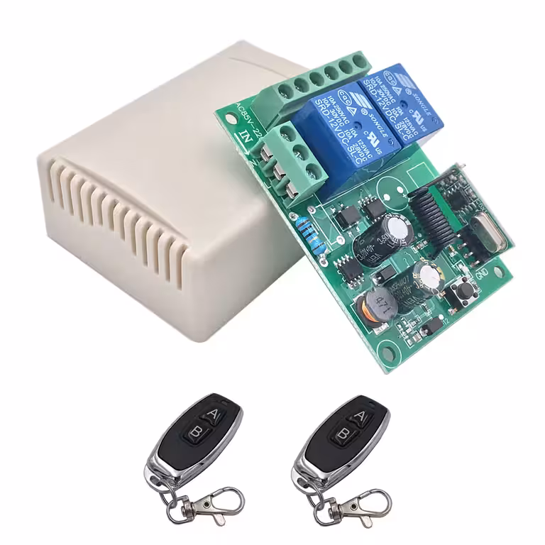 Relé s diaľkovým ovládaním 220V – bezdrôtový modul 2 relé 433MHz pre automatizáciu dverí, svetiel, brán