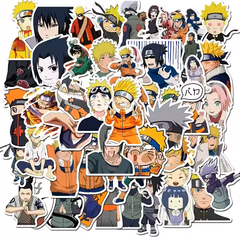 Anime nálepky Naruto Shippuden – sada 50 odolných PVC samolepiek pre notebook, bicykel, skateboard a konzoly