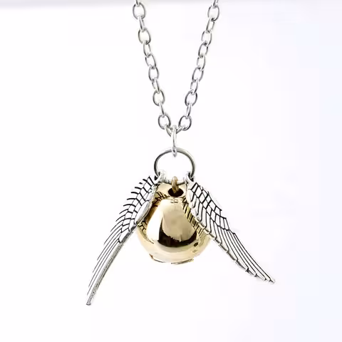 Náhrdelník Harry Potter Golden Snitch Quidditch s anjelským krídlom – darček pre fanúšikov mágie