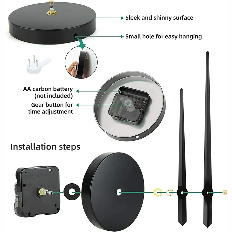 Dekoratívne nástenné hodiny s tichým mechanizmom Veľké 3D nástenné hodiny s čiernymi lesklými číslami a tichou prevádzkou