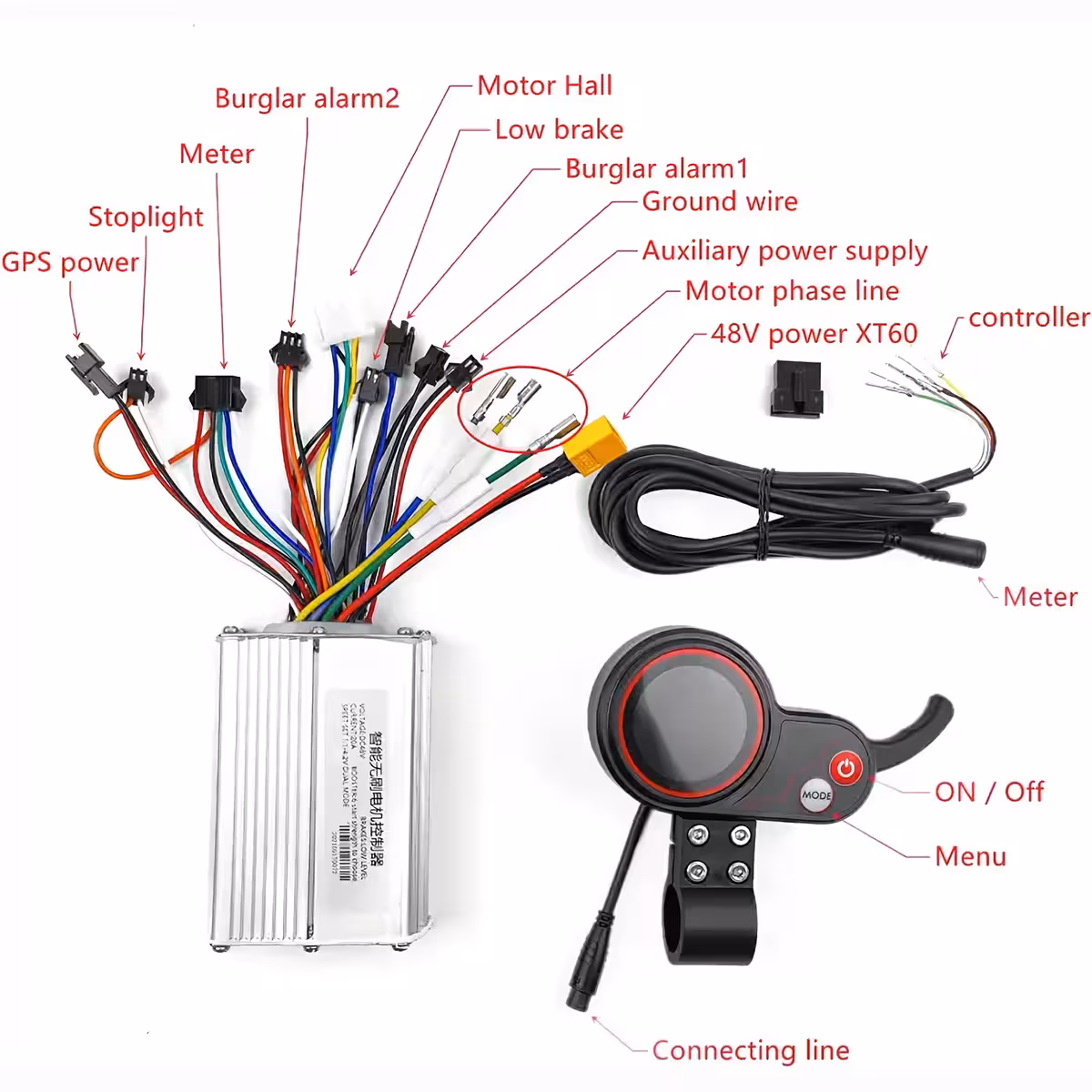 Kompletná sada s regulátorom 48V a plynovou rukoväťou pre e-kolobežky