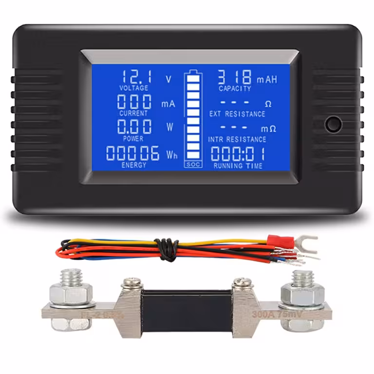 Solárny merač DC 0–200V 100A/300A – Voltampérmeter fotovoltaický panel s LCD displejom