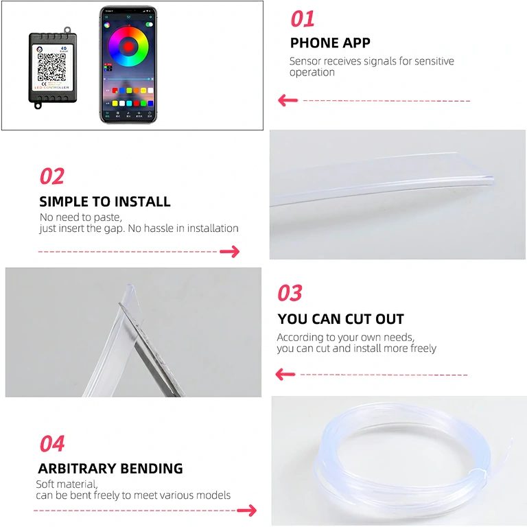 Flexibilný RGB neónový kábel na auto dekoráciu