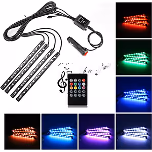 Ambientné auto osvetlenie – LED RGB pásiková sada do interiéru auta so zvukovým senzorom