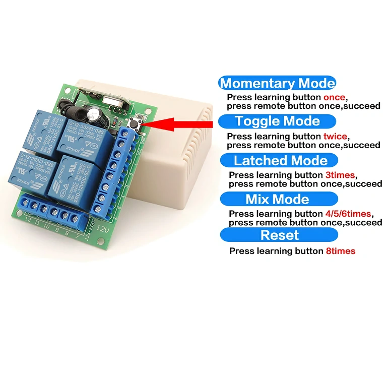 Relé modul s diaľkovým ovládaním 12V pre priemyselnú a poľnohospodársku automatizáciu