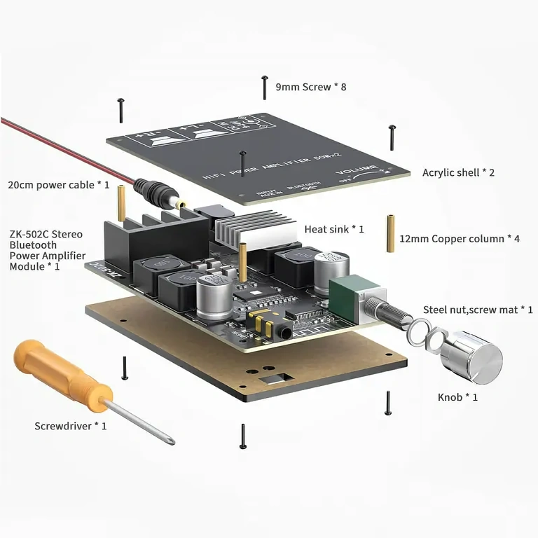 DIY stereo audio doska Bluetooth s TPA3116D2, celkový výkon 100W