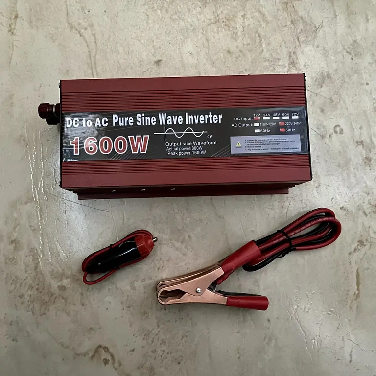 Invertor 12V-220V s klipsami na batériu Kompletný balík s káblami a rýchlospojkami
