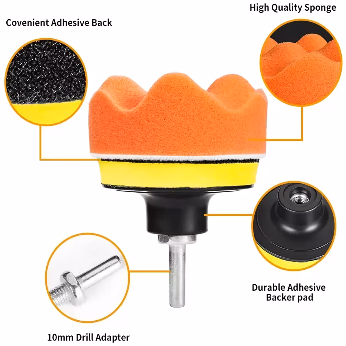 Oranžová leštiaca hubka s plochým povrchom na hĺbkové čistenie