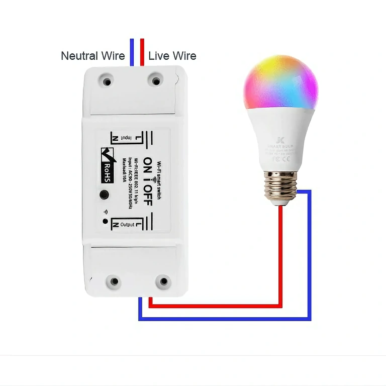 Elektrická schéma a pokyny pre zapojenie smart relé s 1 kanálom