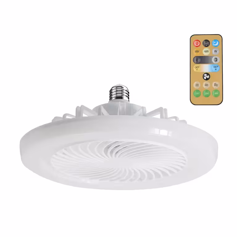 Stropný ventilátor biely s diaľkovým ovládaním a LED svetlom – interiér & terasa