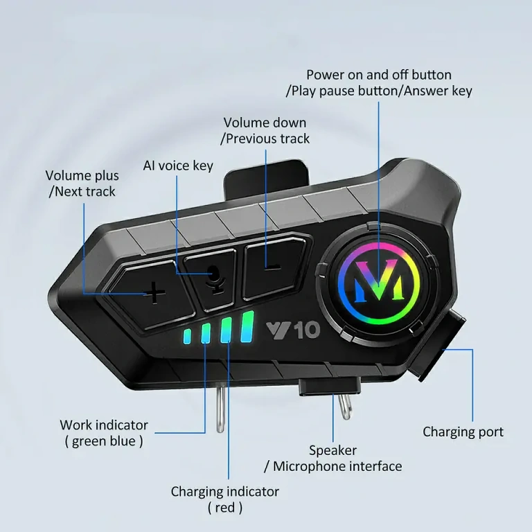 Tlačidlo na aktiváciu hlasového asistenta na interkom prilbe