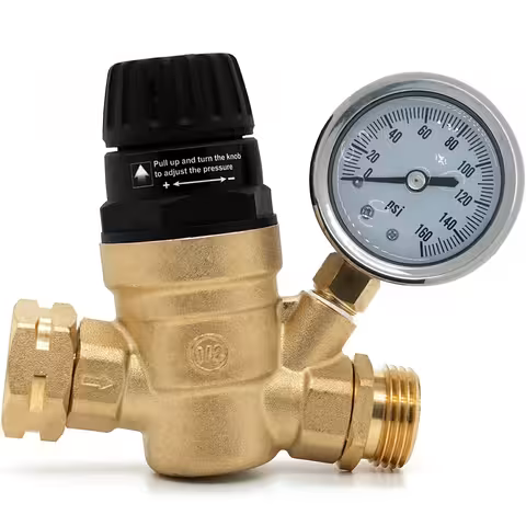 Regulátor / Reduktor tlaku vody 3/4″ s manometrom – obmedzovač pre zavlažovanie, čerpadlo, bojler, karavan