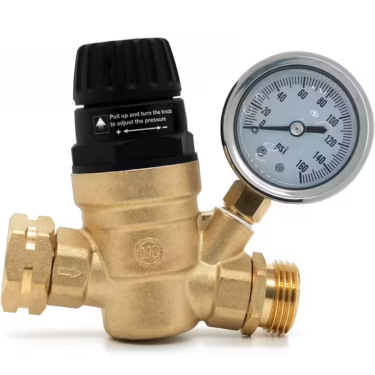 Regulátor / Reduktor tlaku vody 3/4″ s manometrom – obmedzovač pre zavlažovanie, čerpadlo, bojler, karavan