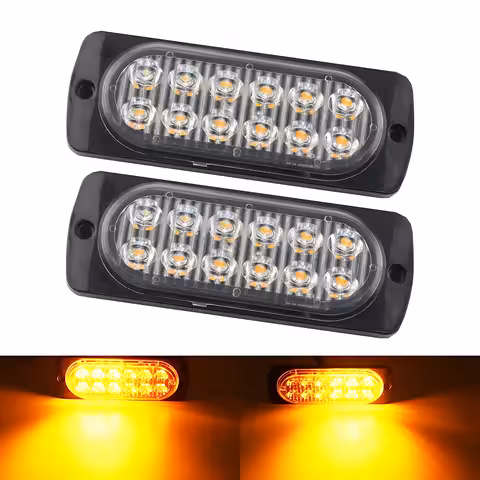 Žlté LED stroboskopy 12V–24V – profesionálne blikače pre masku chladiča, predný nárazník, kamión, auto