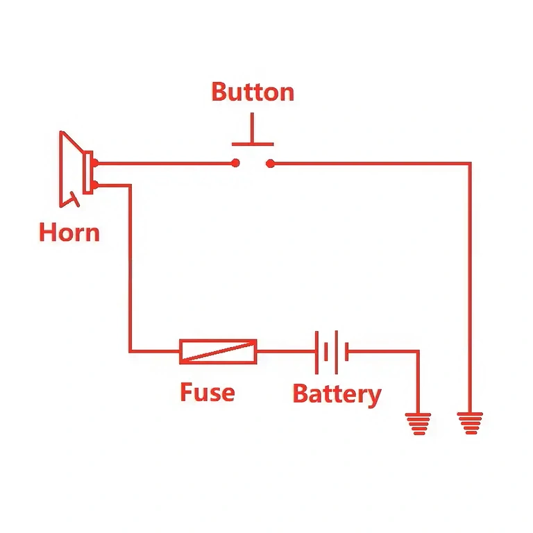 Elektrický diagram pripojenia klaksónu 36V, 48V alebo 60V