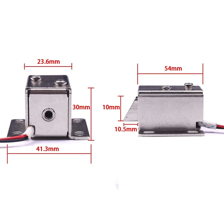 Rozmery elektromagnetického zámku 12V zobrazené na obrázku