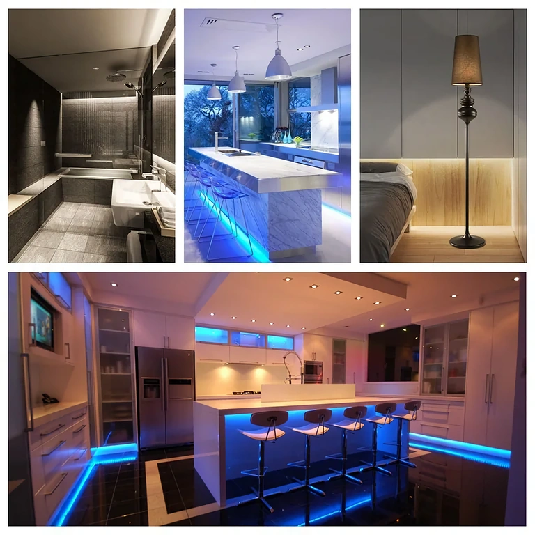 Obrázok svietiaceho monochromatického LED pásu 5V 12V 24V s ovládaním dimmerom 30A