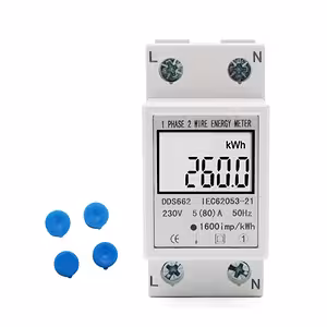 Jednofázový priebežný elektromer s digitálnym displejom na monitorovanie spotreby energie, montáž na DIN lištu