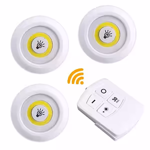 Sada 3 LED spotov s diaľkovým ovládačom – lampy na batérie pre vnútorné osvetlenie