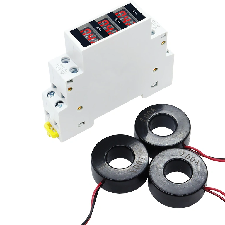 Presné meranie prúdu 1-100A digitálnym trojfázovým ampérmetrom