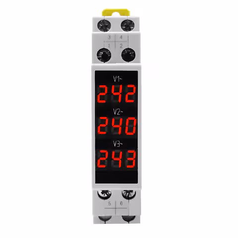 Digitálny trojfázový voltmeter pre rozvádzač – montáž na DIN lištu