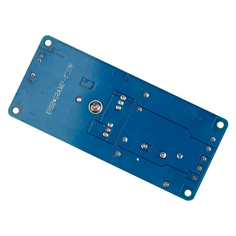 Pohľad zozadu na mono zosilňovač 500W IRS2092 kit