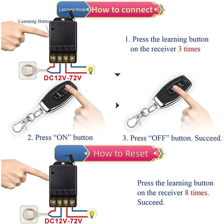 RF modul 433MHz, relé s diaľkovým ovládaním pre presnú a bezpečnú kontrolu