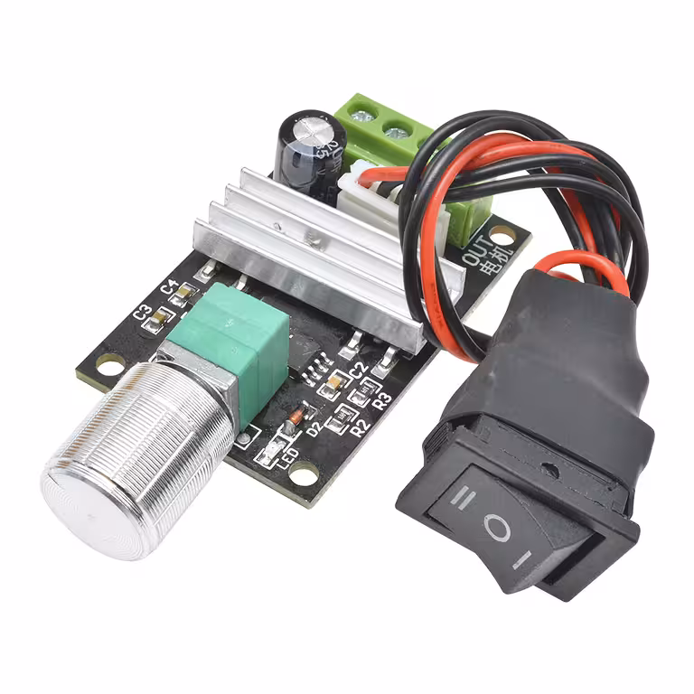 DC motor controller 6V 12V 24V 3A – PWM regulátor s tlačidlom pre zmenu smeru, regulátor napätia