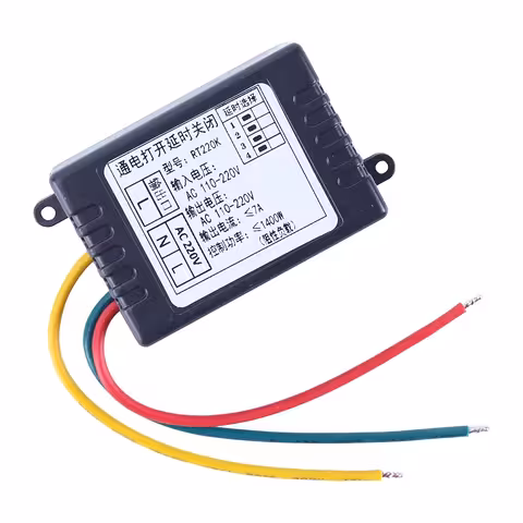 Mechanický/analógový časový relé modul 1–480 min – oneskorenie vypnutia (OFF-delay / spätné časovanie), AC 220V 7A