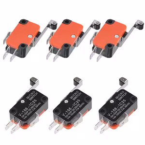 Sada 6 ks – koncový spínač s valčekom a dlhou pákou (endstop) – priemyselný mikrospínač 15A pre AC/DC