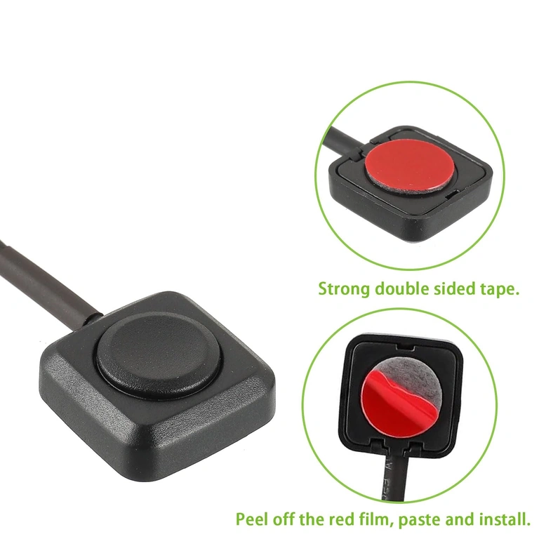 Zadná strana mini tlačidla s obojstrannou lepiacou páskou na montáž