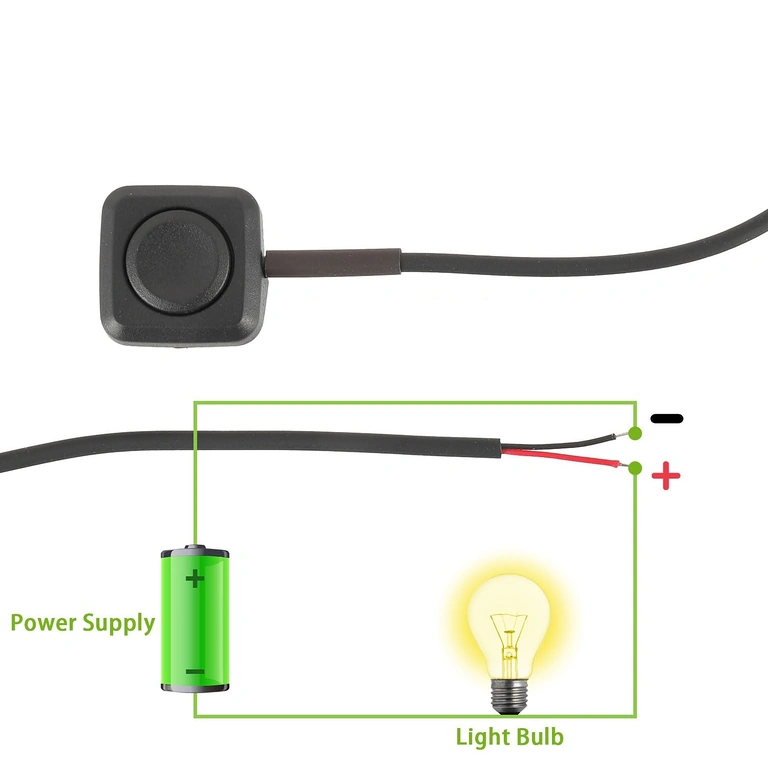Schéma zapojenia: červená = plus, čierna = mínus