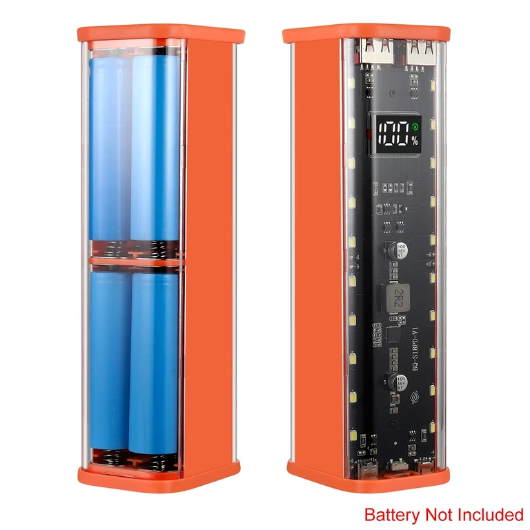 Vnútro púzdra power bank pre 8 batérií 18650