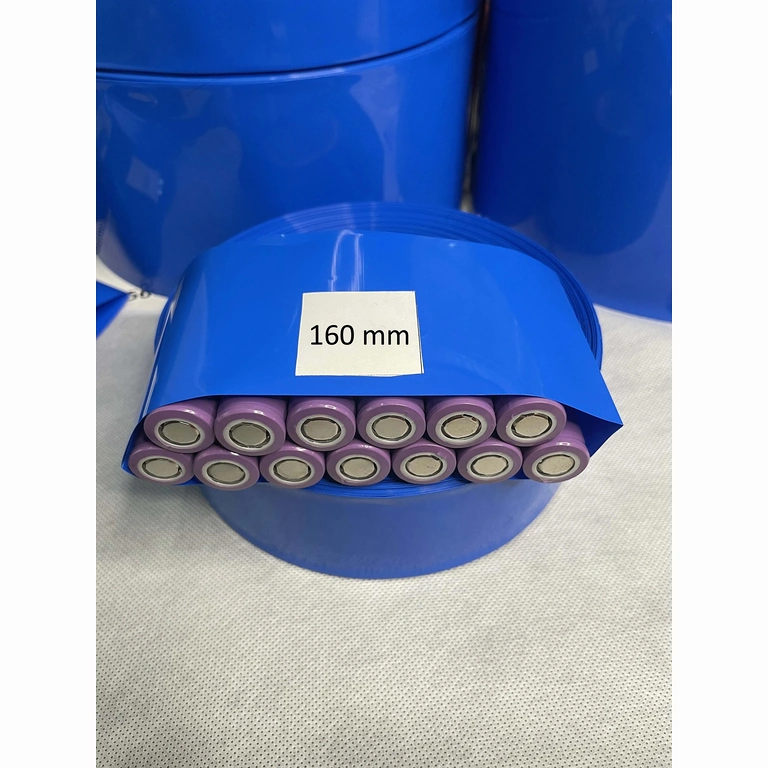 Modrý teplom zmrštiteľný tubus 160 mm pre balíčky 18650 batérií