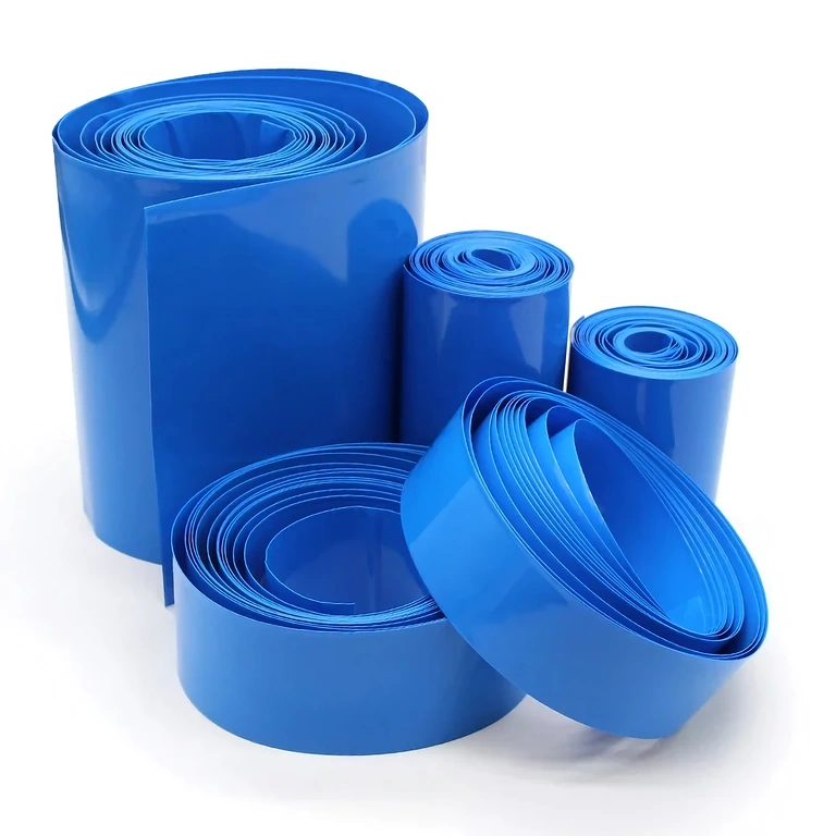 Modrý teplom zmrštiteľný tubus Cellpack predávaný po metre pre batérie