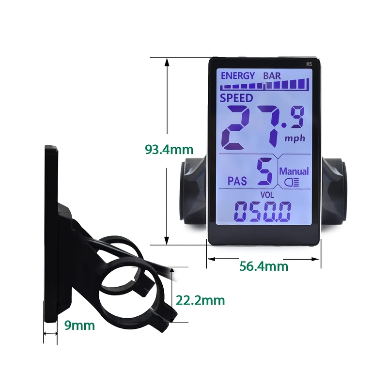 Kompaktné rozmery 110x55x30 mm riadiacej jednotky M5 pre elektrický bicykel